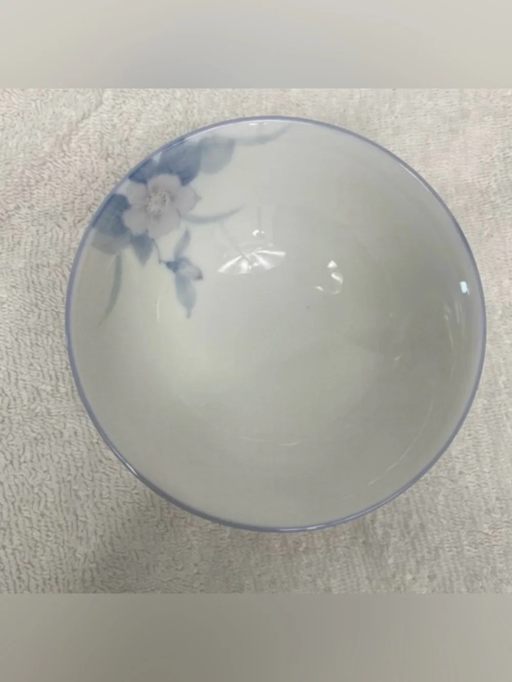 Vintage Japan White Blue Watercolor Rice Bowls + Plates + Chopstick Set of 2